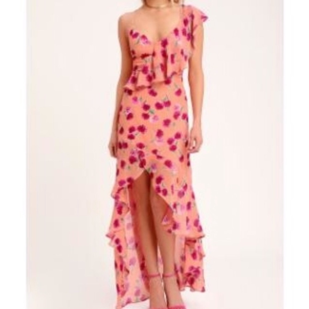 Lulu's Pink Floral Maxi Dress